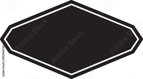 Wide sharp rhombus vintage badge silhouette elegant black blank frame shape for packaging graphic design vector template