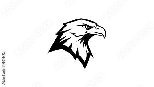 Bold eagle head silhouette in black and white design for modern logos