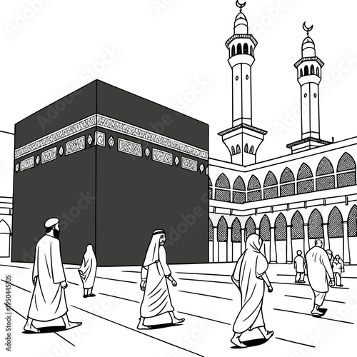 People walking around the kaaba in mecca
