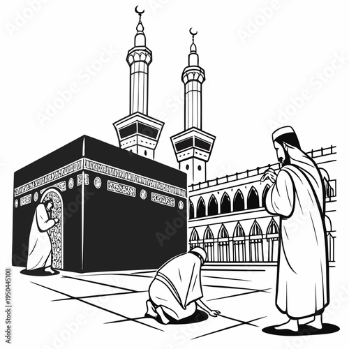 Muslims praying at the kaaba in mecca