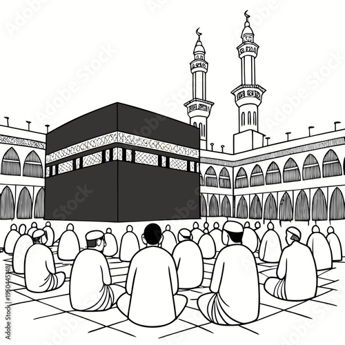 Muslims praying at the kaaba in mecca