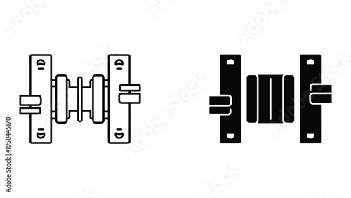 Resistor Symbols, Linear and Solid Icons: Electrical Component, Variable Power Control