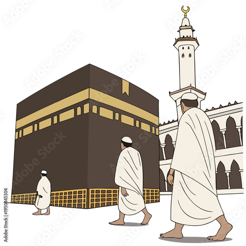 Pilgrims walking around the kaaba