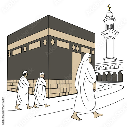 Pilgrims walking around the kaaba