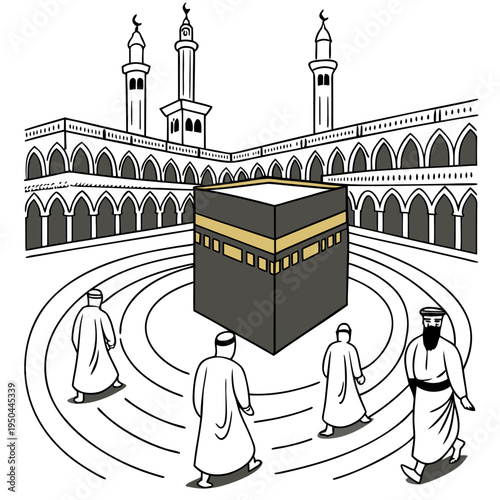 Muslims walking around the kaaba in mecca