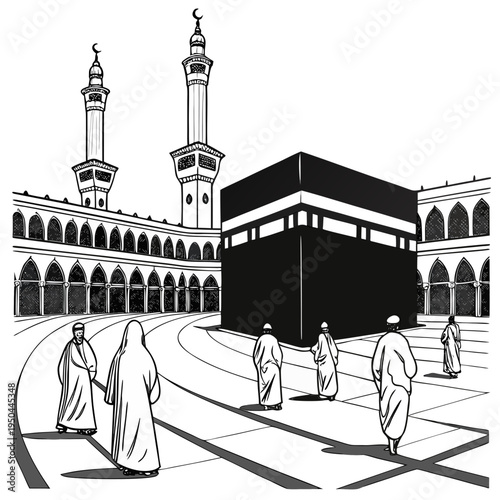 People walking around the kaaba in mecca