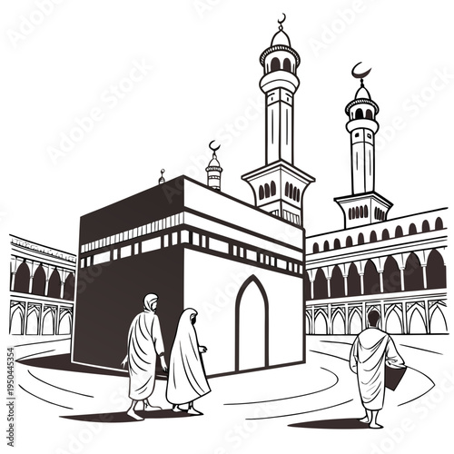 Pilgrims walking around the kaaba in mecca