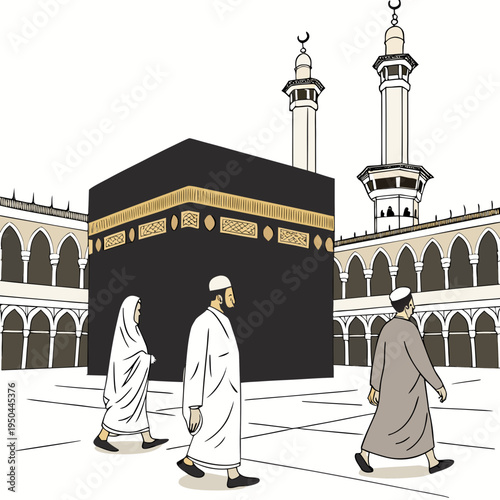 People walking around the kaaba in mecca