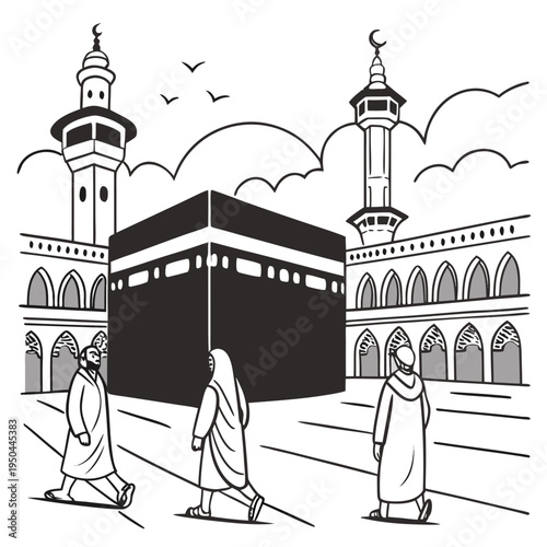 People walking around the kaaba in mecca