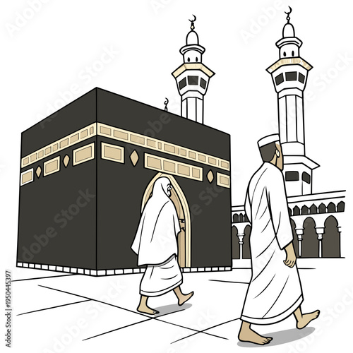 Pilgrims walking around the kaaba