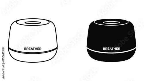 Breather Device Line Art and Silhouette Icon