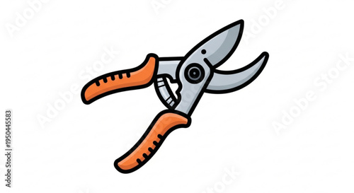 Orange handled pruning shears with silver blades for gardening and landscaping tasks on white background