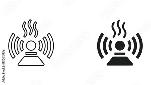 Wi-Fi Signal Icon with Heat Waves, Line and Solid Style - Wireless Technology and Heat Emission