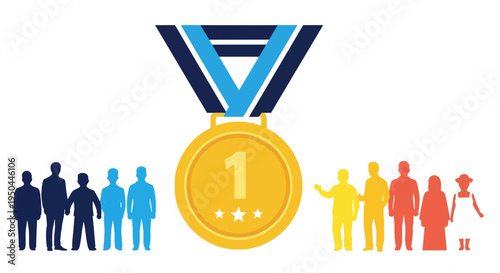 Group of people with gold medal.