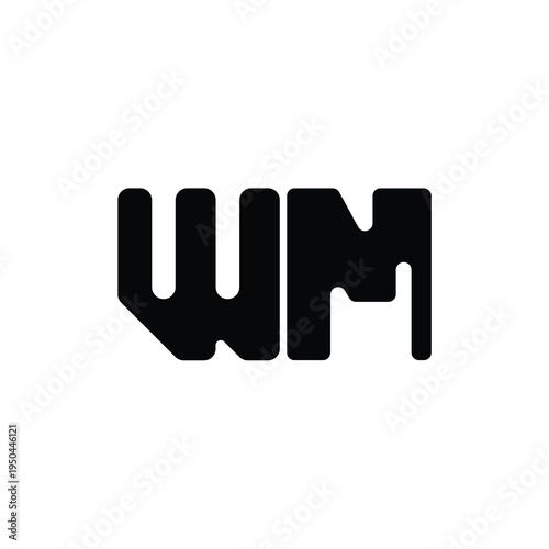 WM monogram logo design letter text name symbol monochrome logotype alphabet character simple logo