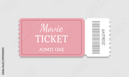 Cinema ticket isolated on white background.
