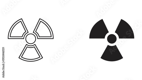 Radioactive Symbol Icon, Outline and Solid Fill, Radiation Hazard Warning Sign