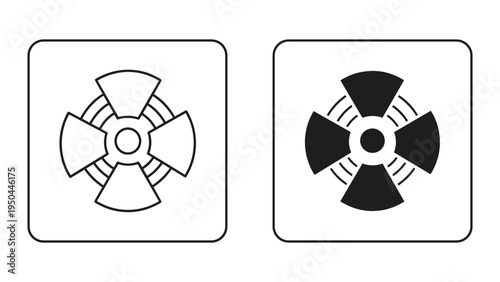 Radiation Hazard Symbol Icon Set, Line Art and Solid Fill, Radiation Warning Symbols