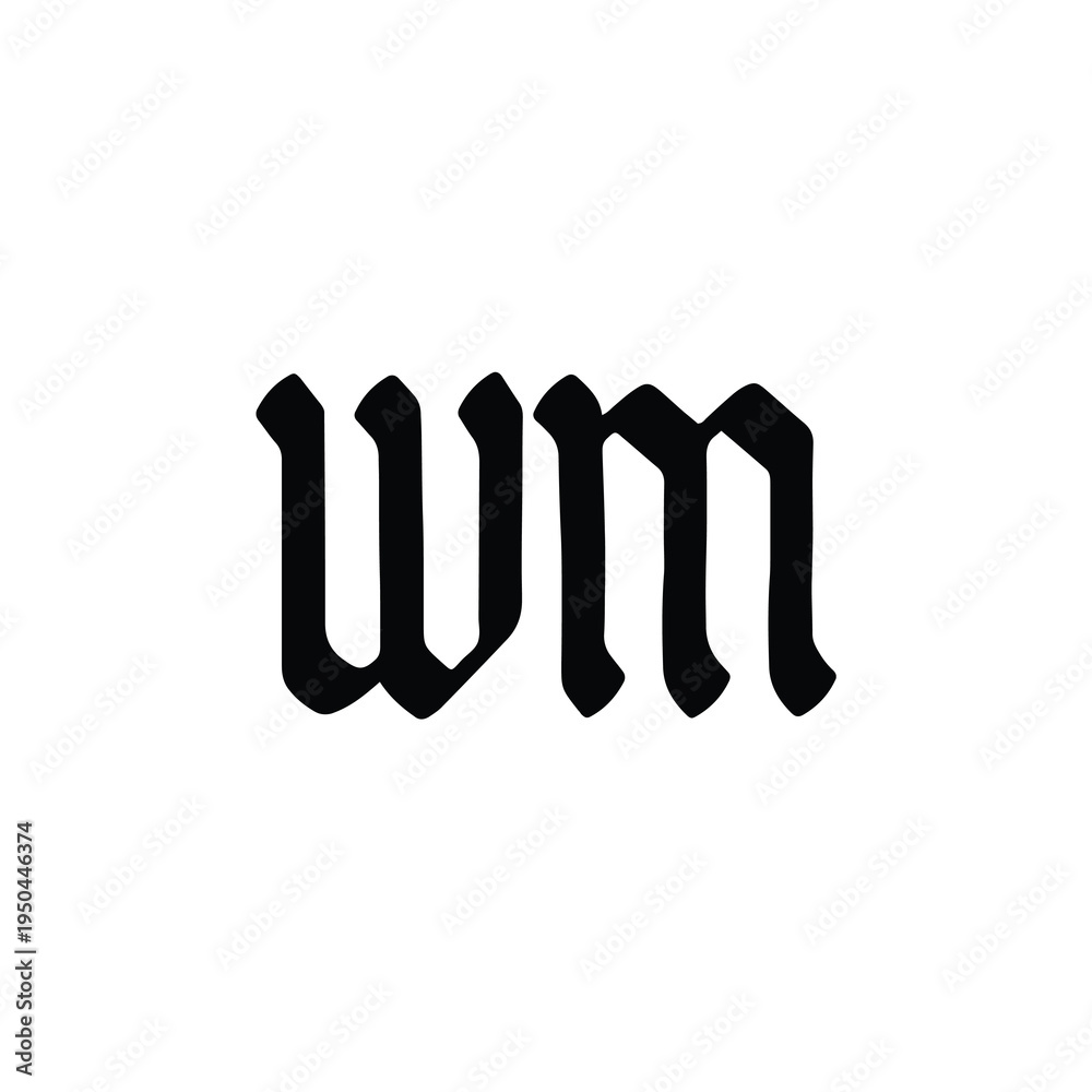 Obraz premium WM monogram logo design letter text name symbol monochrome logotype alphabet character simple logo