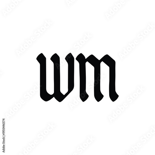 WM monogram logo design letter text name symbol monochrome logotype alphabet character simple logo