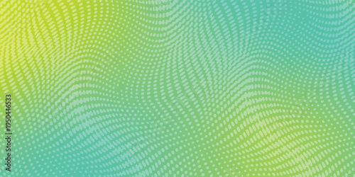 Abstract background with vibrant teal and yellow wavy halftone dot patterns.