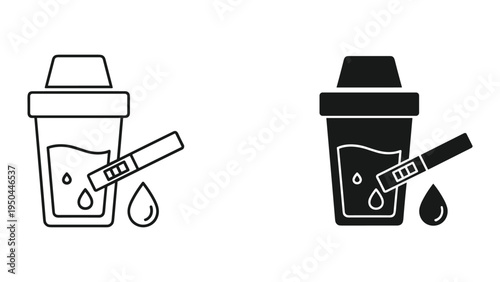 Pregnancy Test Kit and Urine Sample Cup Icon Set - Healthcare and Medical Icons