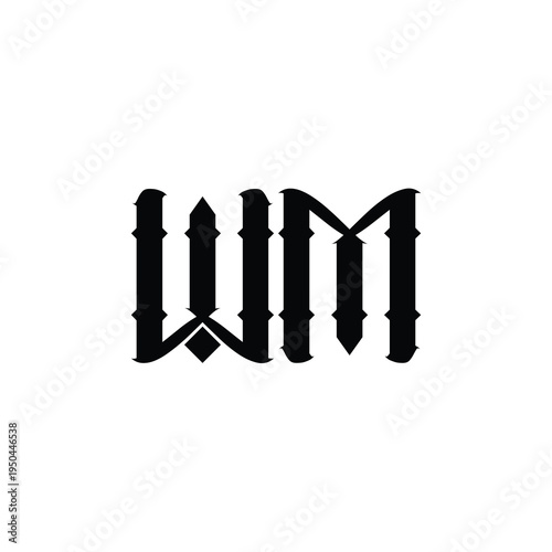 WM monogram logo design letter text name symbol monochrome logotype alphabet character simple logo