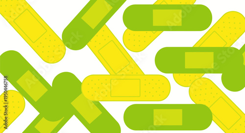 Abstract Yellow and Green Adhesive Bandages Pattern