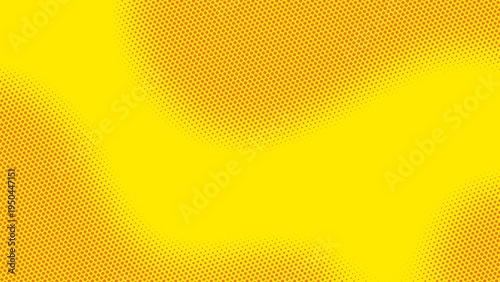 Abstract aesthetic background with halftone gradient dots texture pattern in bright orange and yellow