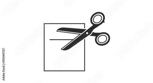 Cutting paper with scissors simple black icon editing symbol graphic resource for design and creativity