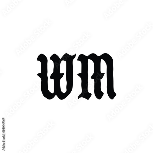 WM monogram logo design letter text name symbol monochrome logotype alphabet character simple logo