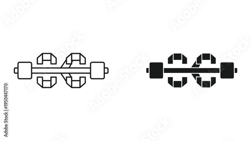 Barbell and Dumbbell Icon Pair Symbolizing Fitness and Strength Training