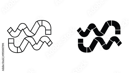 Aquarius Zodiac Sign Symbol Outline and Solid Icon Set, Astrology and Horoscope Concept
