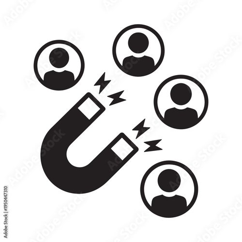 Magnet attracting people a visual representation of recruitment or influence