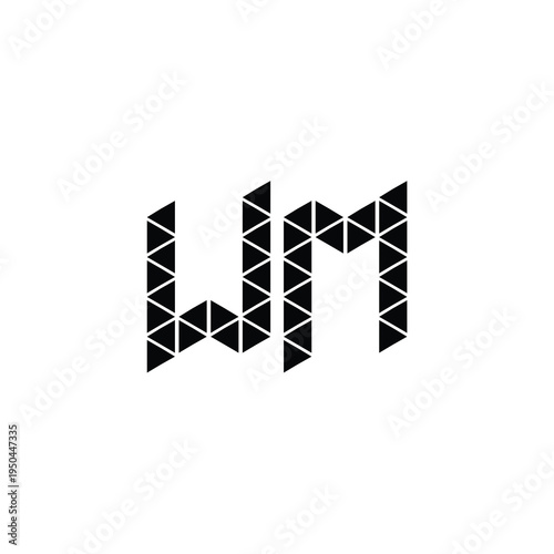 WM monogram logo design letter text name symbol monochrome logotype alphabet character simple logo