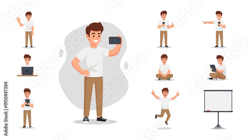 A Multitasking Individual: A modern individual, embodying versatility and adaptability, engages in a multitude of activities, effortlessly juggling work, communication, and leisure.