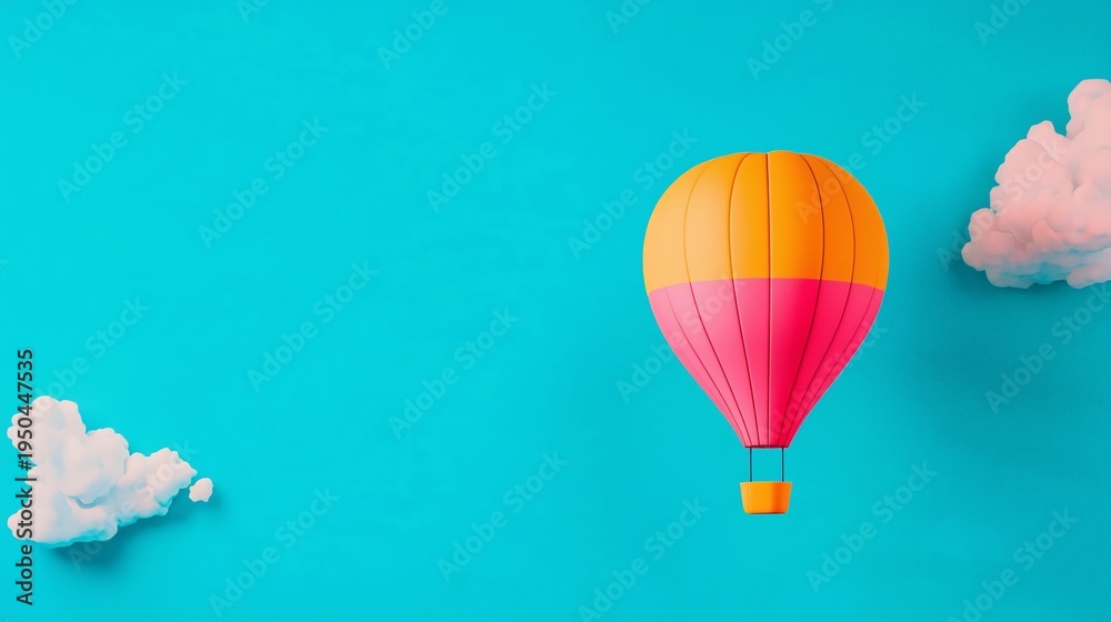 Fototapeta premium Balloon floats in vibrant blue sky