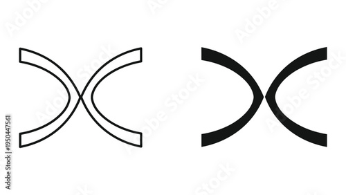 Abstract Infinity Symbol, Double X, or Interlocking Curves - Line Art vs Solid Shape