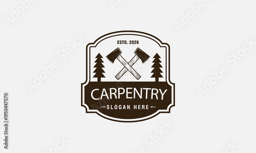 Carpenter industry logo design. Carpentry services vector design.