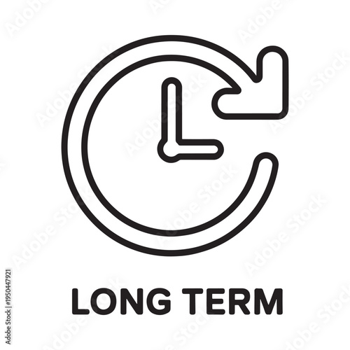 Simple black line icon of a clock with a looping arrow symbol