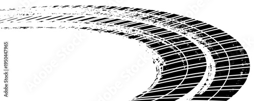 Tire tread marks, wheel textures, tire marks - car racing, motocross, drift, rally, off-road and others. Vector black isolated texture in grunge style with splashes.modern