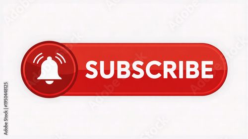 A red subscribe button with a bell icon
