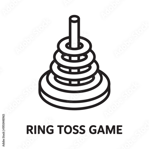 A simple black and white line drawing of a ring toss game