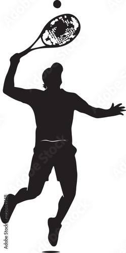 Tennis player serving silhouette