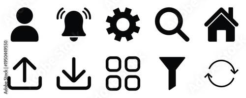 User Interface Solid Icon Set Vector Design