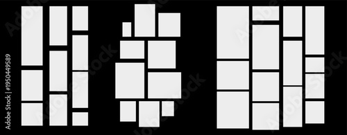 Pictures or photos frame collage. comics page grid layout abstract photo frames and digital photo wall template