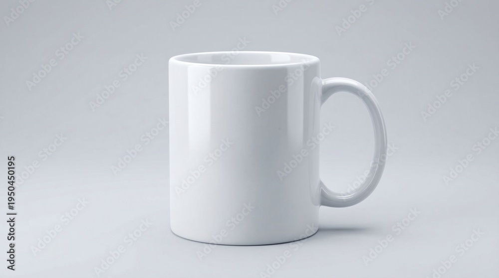 Fototapeta premium White Ceramic Coffee Mug on Gray Background.