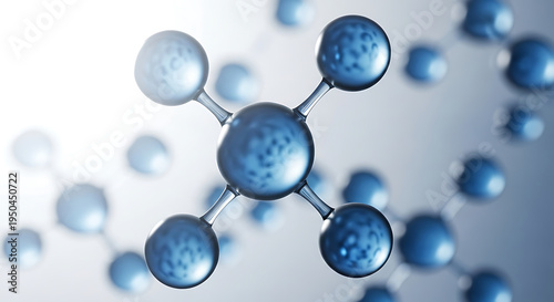Molecular structure visualization with blue atoms and bonds