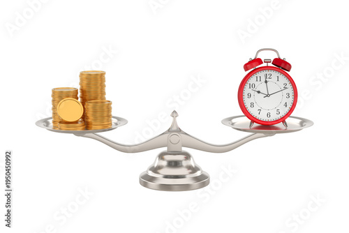 Red alarm clock and money o...