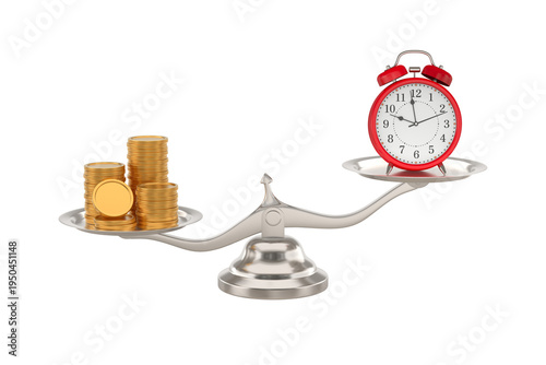 Red alarm clock and money o...